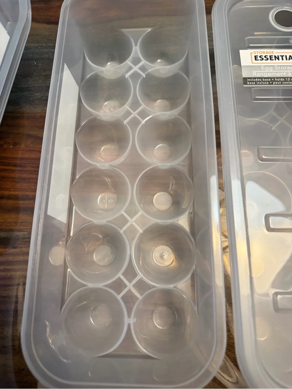 Essentials Clear Plastic Egg Holder Set holds 24 eggs with lids.